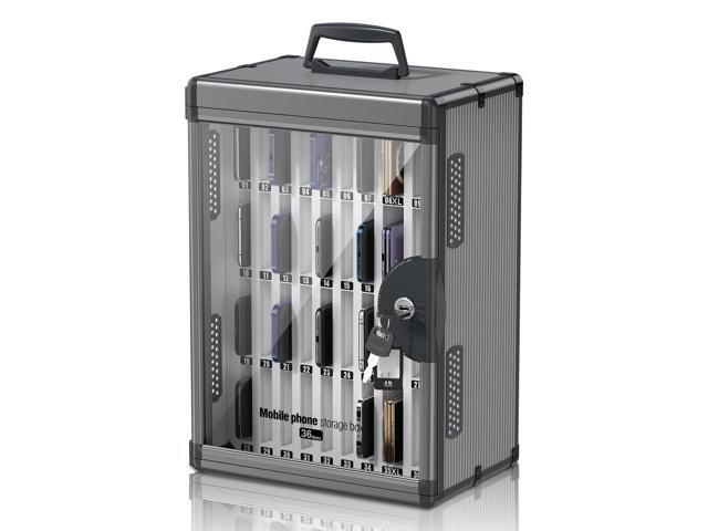 36 Slots Cell Phone Locker for Classroom, Portable Mobile Phone Storage Box with 2 Different Size Slots, Phone Lock Box Wall Mounted (Black)