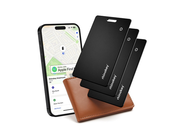 Apple MFi Certified Wallet Tracker Card Works with Apple Find My (iOS Only) Slim 0.07in Rechargeable IP68 Waterproof Tracker Item Finder Credit...