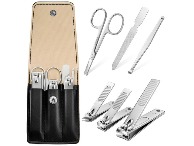 Clippers 6 in 1 Manicure Set - Professional Nail Kit Gifts for Men Women, Fingernail & Toenail Clippers Kit with Leather Case Travel Essentials...