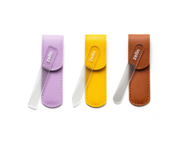 zelin Glass Nail File with Leather Case, 3 Pcs Single-Sided Mini Nail Files Portable Travel Nail File for Stronger, Smoother Natural Nails,...