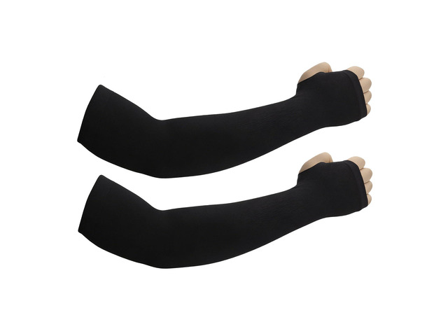 JUSDIQIR UV Sun Protection Arm Sleeves with Thumb Holes for Men Women (1, Black)