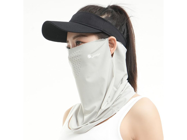 Soft UV-Sun-Protection Scarf-Face-Mask for Women Men - Summer UPF 50+ Breathable Cooling Neck Coverage Earloop Sunscreen Masks Outdoor Activities