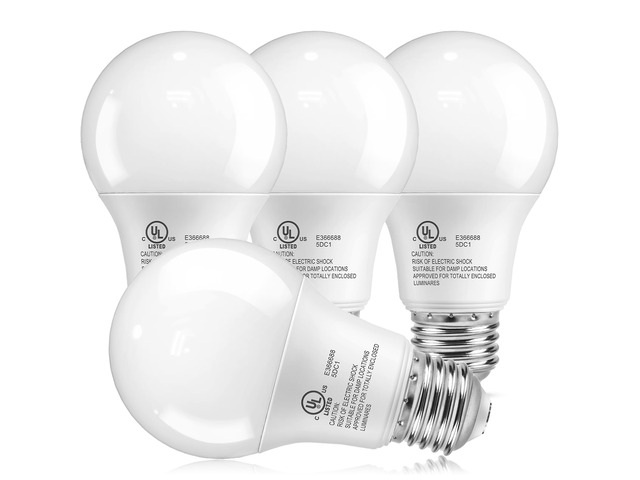 4 Pack A19 LED Light Bulbs 3000K, 60 Watt Equivalent, Soft Warm White 9W Energy Efficient, E26 Standard Base 120V, 800 Lumen, Non-Dimmable, UL...