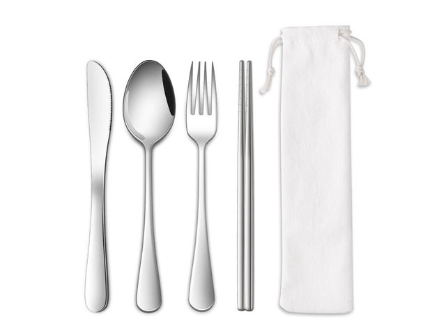 Travel Utentils Set With Pouch,Reusable Portable Camping Silverware Set Knife Spoon Fork Chopsticks For Picnic,Travel Accessories Gadgets,Picnic...