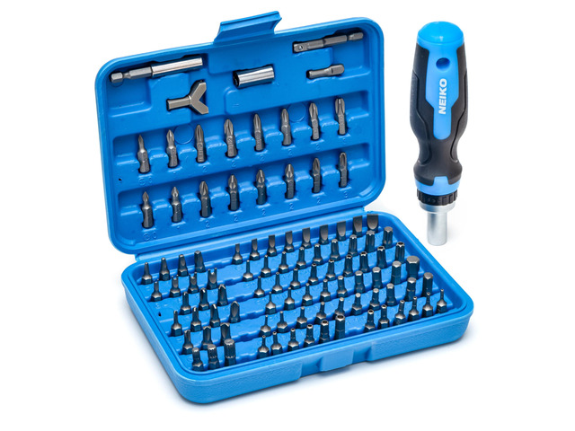 10082A Security Bit Set and Ratcheting Screwdriver 101 Piece Set Chrome Vanadium Steel Screwdriver Bit Set Phillips, Tamperproof Torx Bits, &...