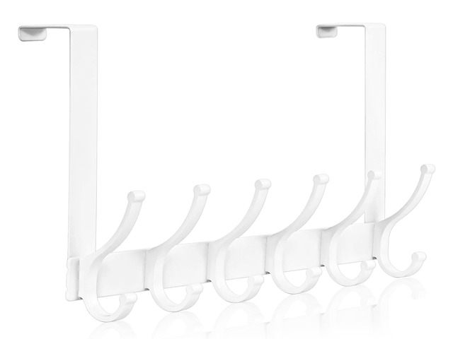 Over The Door Hooks, Door Hanger Hooks for Hanging, Over The Doors Towel Racks for Bathroom, Coat Rack Dorm Essentials (1Pack, White, Fit 1-3/4'...