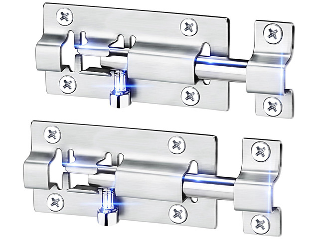2 Pack Barrel Bolt Latch, 3 Inch Stainless Steel Slide Latch Lock Brushed Finish, Sliding Bolt Lock Latches, Thickened Stainless Steel, Sliding...