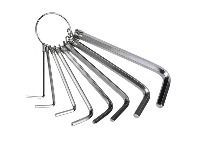 8 in 1 Metric Hex Key Set, Keychain Allen Wrench Bike Repair Tool, Portable Hex Head Socket Screw, Rust-Resistant, Keyring Design, Fits 1.5mm, 2mm,...