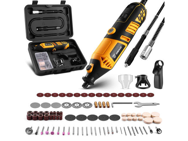 Rotary Tool Kit, 1.5-Amp Corded Power Rotary Tools with 42' Flex Shaft, 6 Variable Speed, 8,000-35,000 RPM, 129 Pcs Accessories Kit for Cutting,...