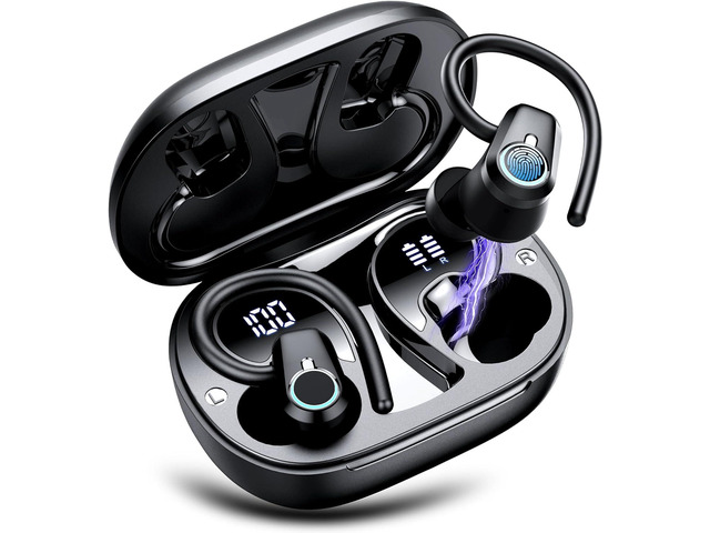 Wireless Earbuds, 2023 Bluetooth Headphones 5.3 Sport, 50H Ear buds with Earhooks, Dual LED DisplayBluetooth Earbuds, Deep Bass Stereo Noise...