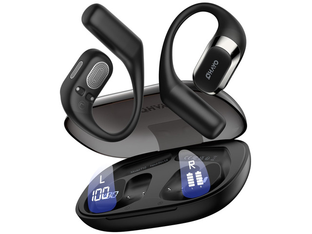 Open Ear Headphones,Over Ear Earbuds with Ergonomic Earhook,Bluetooth Headphones 5.4 with Smart Digital Display,40H Playtime,IPX6 Waterproof,Touch...