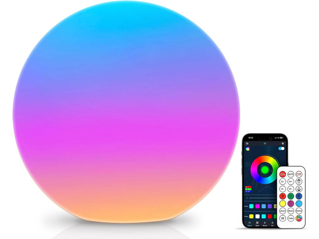 8-inch Smart LED Ball Lamp with APP & Music Sync, Corded Electric 16 Million Colors, 220 Scene Modes, Time Setting, RGB Mood Lighting for Living...