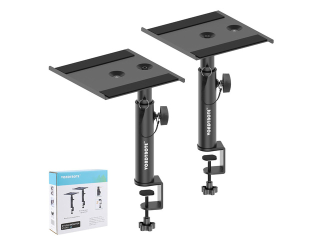 Studio Monitor Stands Desk Clamp Speaker Stands Against The Wall Set of 2, Adjustable Height 9'-14', Desktop Speaker Stands against the Wall,...