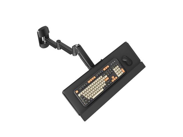 Extra Long Keyboard Wall Mount, 26 Inch Wall Mount Keyboard and Mouse Tray Long Arm, Full Motion, Gas Spring Arm, Holds up to 19.8 lbs, Black