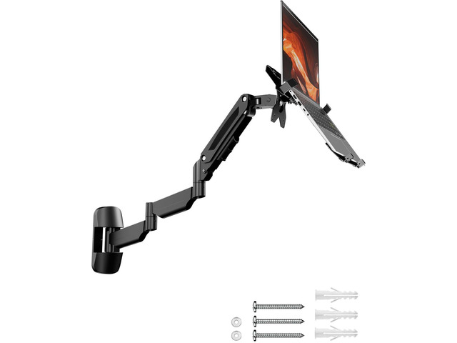Long Arm 2-in-1 Laptop Wall Mount with Detachable Tray for 12-17'' Laptops 30.28'' Extra Long Gas Spring Arm, Also fits 13-32'' Monitors,...