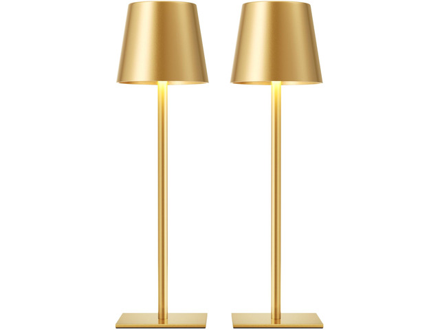 Gold Rechargeable Table Lamp, Cordless Battery Operated Lamp Set 5000mAh, Touch Control, 3 Color Modes Stepless Dimming, Portable Night Lamp for...