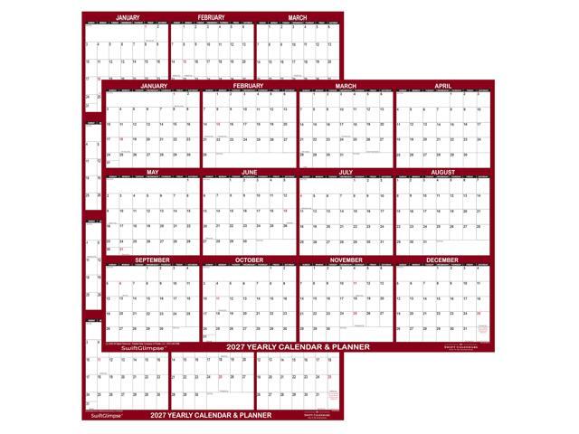 32' x 48' SwiftGlimpse 2027 Wall Calendar Erasable Jumbo XL Wet & Dry Erase Laminated 12 Month Annual Yearly Wall Planner, Reversible,...