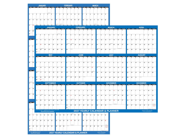 24' x 36' SwiftGlimpse 2027 Wall Calendar Erasable Large Wet & Dry Erase Laminated 12 Month Annual Yearly Wall Planner, Reversible,...