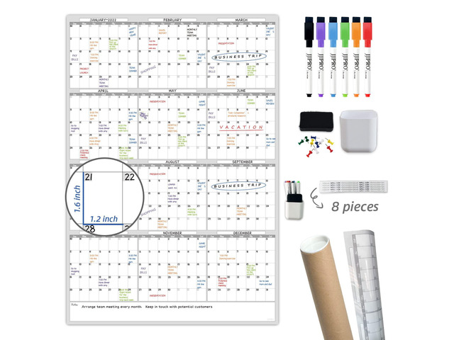 Dry Erase Wall Calendar - 38x26 Inches - Blank Undated Yearly Calendar - Whiteboard Premium Laminated Planner - Reusable Laminated Office Jumbo...