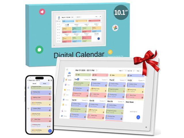 Digital Calendar, 10.1 Inch Smart Digital Wall Planners for Family Schedules, Touchscreen Interactive Chore Chart Display, Smart Family Organizer,...