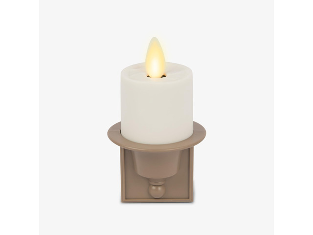 Flameless Candle Nightlight w/Dusk to Dawn Light Dark Auto Sensor, Timeless Taupe Wall Plug Indoor Night LED Light w/Real-Flame Effect Technology,...