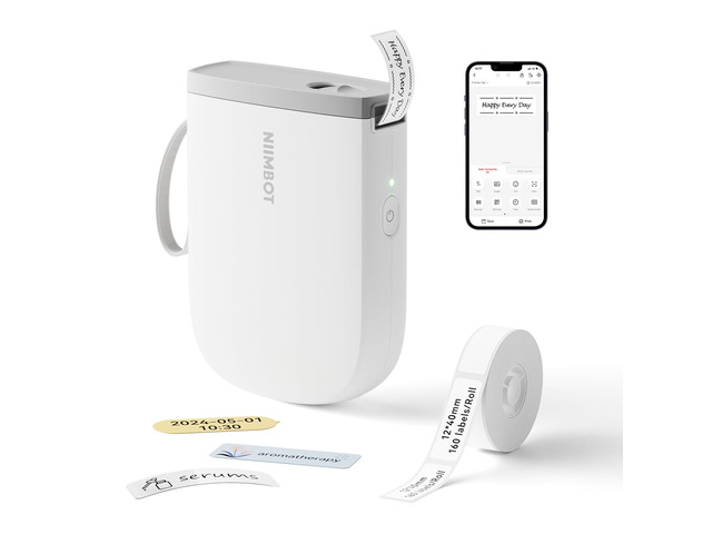 D11 Label Maker, 300DPI Potable Printer for Home & Business, White Bluetooth Label Printer, Come with 1 Roll Tape 12*40mm for Organizing Home...