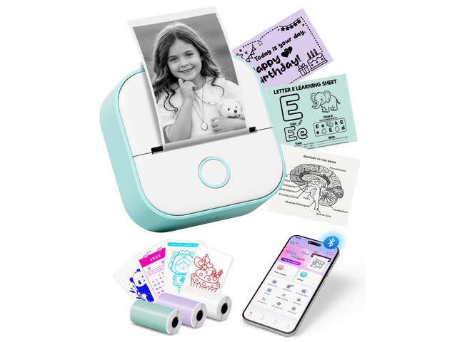 Mini Sticker Printer - T02 Mini Thermal Printer AI Sticker Maker for Kids Bluetooth Portable Mini Printer Label Printer, Sticker Maker Machine...