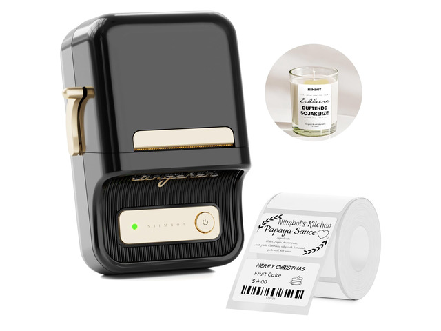 B21 Label Maker, 2 Inch Portable Inkless Label Machine, Black Thermal Label Printer with 1 Pack 50x30mm White Label for Home/Office/Business,...