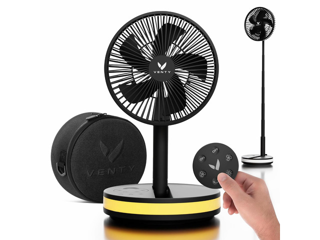 Portable Fan - Wireless Battery Operated Fan - 4 Speeds - LED Lighting - Carry Case & Remote Control - Cruise Travel - Outdoor Travel RV Power Bank...