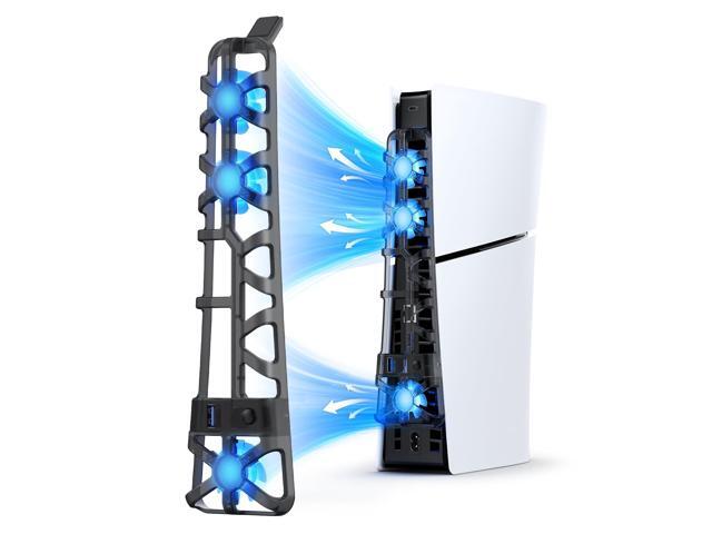 NexiGo PS5 Slim Silent Enhanced Cooling Fan with Adjustable Speed, Auto Power On/Off, with USB 3.0 Port, Efficient Cooling System for Both PS5 Slim...