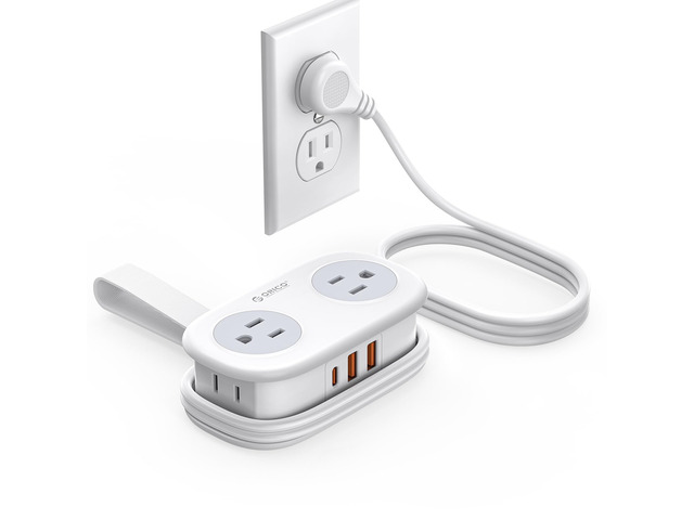 PD 20W USB-C Travel Power Strip with 4 AC Outlets 3 USB Ports 4FT Flat Plug Extension Cord, Cruise Approved, Compact for Business Travel/Dorm -AP3