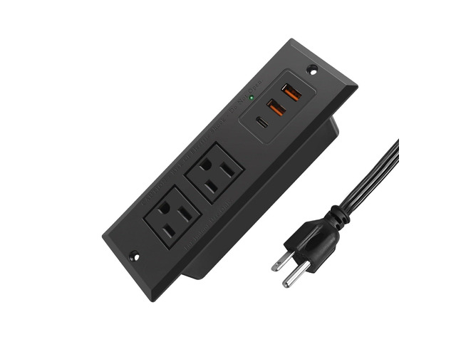 Recessed Power Strip with 20W USB-C Desktop Charge Station with 3 Fast Charging USB Ports Flush Mount Furniture Outlet for Conference Table...