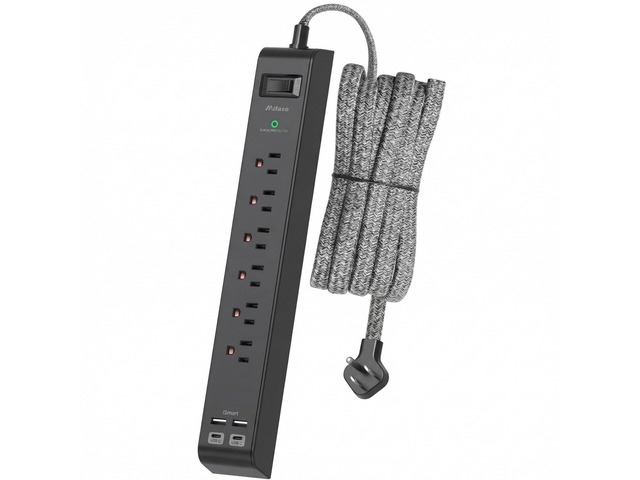 Surge Protector Power Strip 10FT, Ultra Flat Plug, 6AC & 4 USB Ports 2 USB-C Desk Charging Station, 1080J Surge Protection, Wall Mountable for...