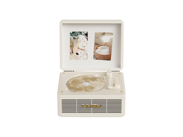 CD Player with Bluetooth Speakers, App Control, Magnetic Display Color: Vintage White. High-fidelity sound with a retro desktop design, ideal for...