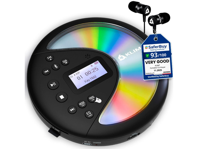 Discover - Portable CD Player with Long-Lasting Battery - New - with Headphones - Radio FM - Compatible MP3 CD Player Portable - SD Card, FM...