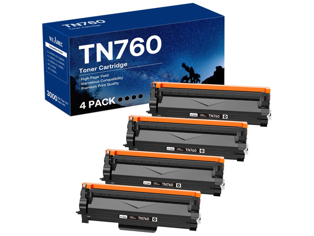 Compatible Toner Cartridge Replacement for Brother TN760 TN-760 TN730 with HL-L2350DW HL-L2370DW MFC-L2750DW DCP-L2550DW Printer (Black 4 Pack)