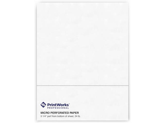 PrintWorks Professional 3 1/4' Horizontal Perforated Paper 8.5 x 11 - Perfect For W-2, 1099, & Statement Use - Made in the USA - 500 Sheets - 24 lb...