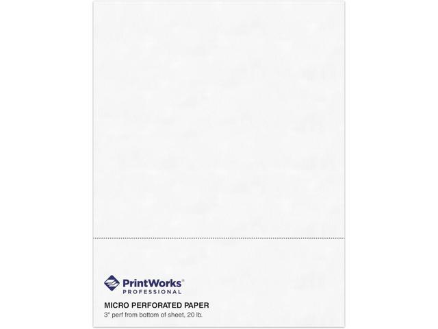 PrintWorks Professional 3' Horizontal Perforated Paper 8.5 x 11 - Perfect For W-2, 1099, & Statement Use - Made in the USA - 500 Sheets - 20 lb -.