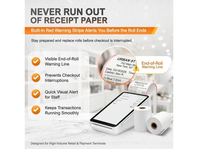 Square Terminal Paper Rolls 2 1/4' x 55' Vonlyst BPA Free Thermal Receipt Paper for Square Credit Card Machine POS Printer, 10 Pack