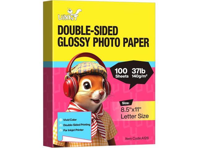 Uinkit Photo Paper Glossy Double Sided 8.5x11 Inkjet 37lb 140gsm Dye ink Thin Photo Picture Flyer Calendar Magazine CD Cover letter (100, 8.5 x 11...