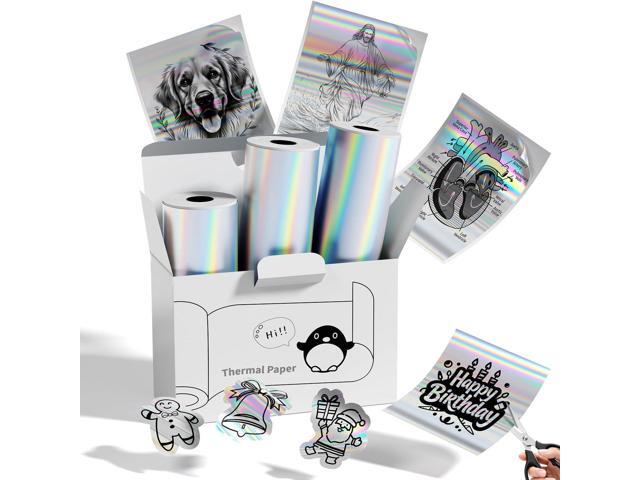 Memoking T02 Sticker Paper Holographic Silver Compatible with T02/M02/Q02E/T02 Pro/D20/D21 Print Pods Mini Printer Thermal Sticky Labels 50mmx3.5m.