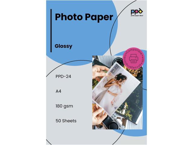 PPD 8.5 x 11 50 Sheets Glossy Photo Paper 180gms for Inkjet Printer, Custom Picture, Professional Photographic Instant Dry For Normal, Dye or...