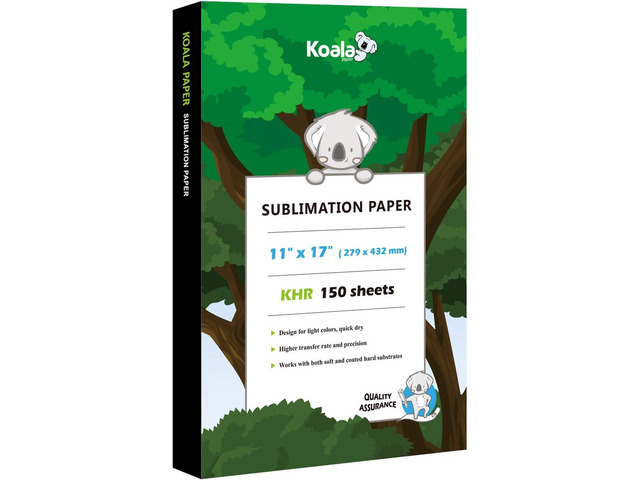 Koala Sublimation Paper 150 sheets 11x17 inches for Heat Transfer DIY Gift Compatible with Inkjet Sublimation Printer 105gsm