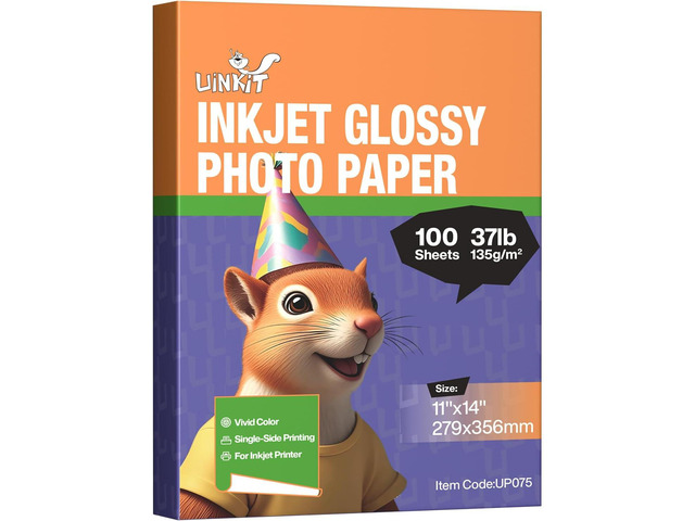 Uinkit 37lb Thin Flyer Paper Glossy 11x14 Inkjet 100 Sheets Single Side DIY Chip Bag 135gsm Photos Picture for Inkjet Printer with Dye Ink Brochure...