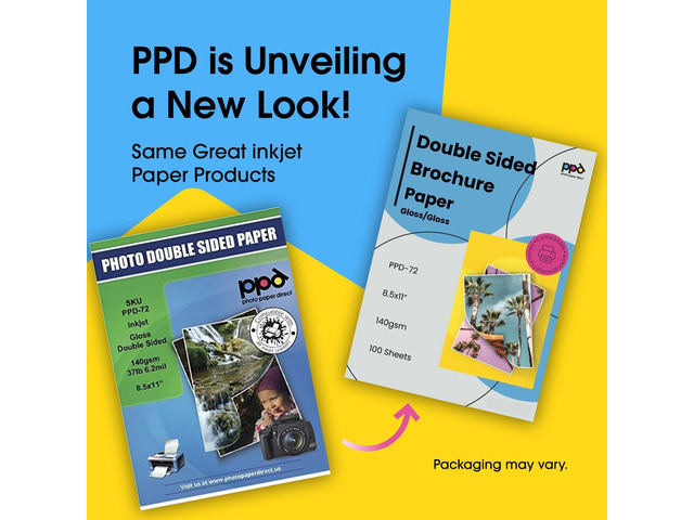 PPD 100 Sheets Inkjet Glossy Brochure and Flyer Paper 8.5x11 37lbs 140gsm Professional Quality Double Sided Instant Dry and Water-Resistant...