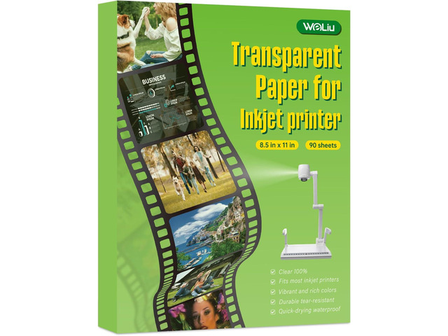 90 Sheets Printable Transparency Sheets for Inkjet Printer 100% Clear Acetate Film, 8.5x11 Transparent Paper for Crafts, DIY Projects, Photo Printing