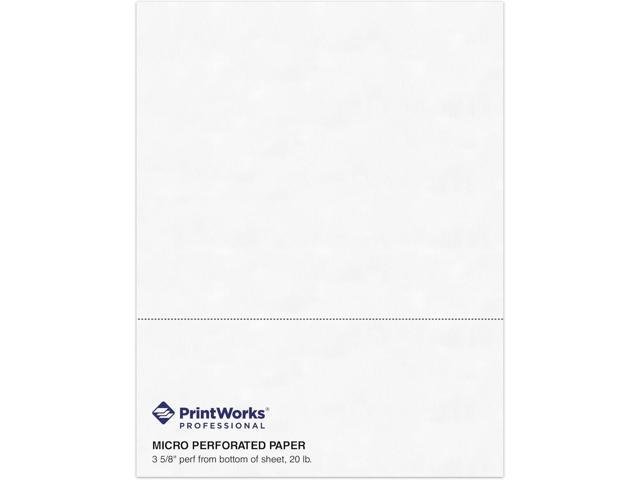 PrintWorks Professional 3 5/8' Horizontal Perforated Paper 8.5 x 11 - Perfect For W-2, 1099, & Statement Use - Made in the USA - 500 Sheets - 20 lb...