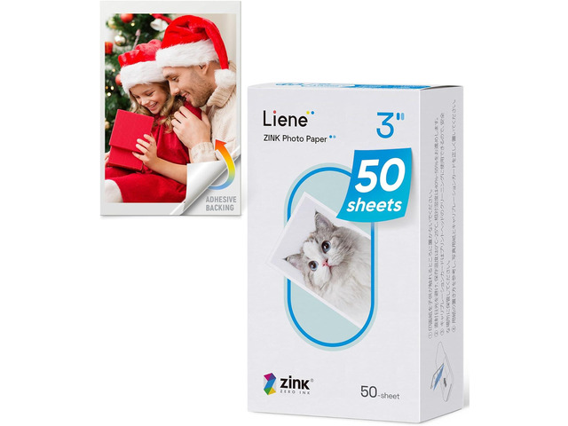 Liene Zink Pearl K100 Photo Paper 2x3 50 Sheets, Premium Photo Printer Paper w/Adhesive Back, Waterproof, Smudge Proof, Tear Proof, Instant Photo...