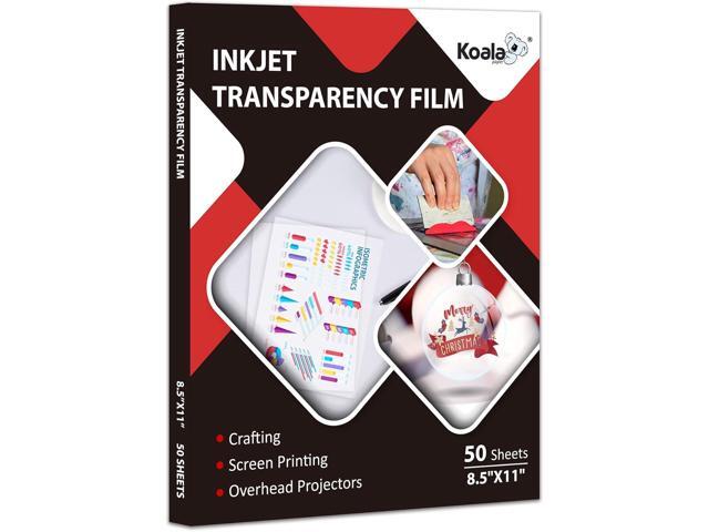 Koala Inkjet Transparency Film 50 Sheets 100% Clear Transparency Paper for Inkjet Printers, for Crafting, Overhead Projector, Screen Printing -.