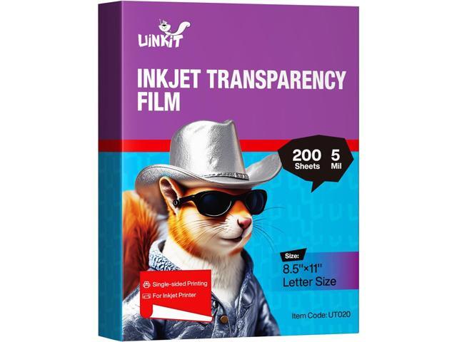 Uinkit Inkjet Transparency Film 8.5x11 200Sheets OHP Overhead Projector Film for DIY Crafting 100% Clear Transparency Paper For Inkjet Printer...